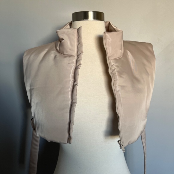 COS Padded Puffer Mock Neck Cropped Vest Insert Scarf Pink Layer underneath coat - Picture 5 of 9